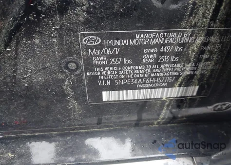 2017 Hyundai Sonata Limited из США, поврежденный, VIN 5NPE34AF6HH571157